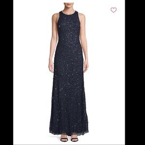Adrianna Papell sequin beaded halter dress